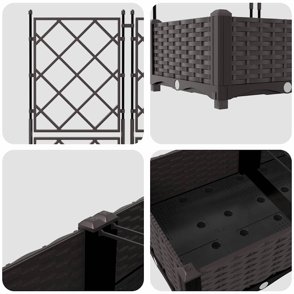 Sodo vazonas 3 pcs Ruda 120 x 40 x 125,5 cm Plastmasė