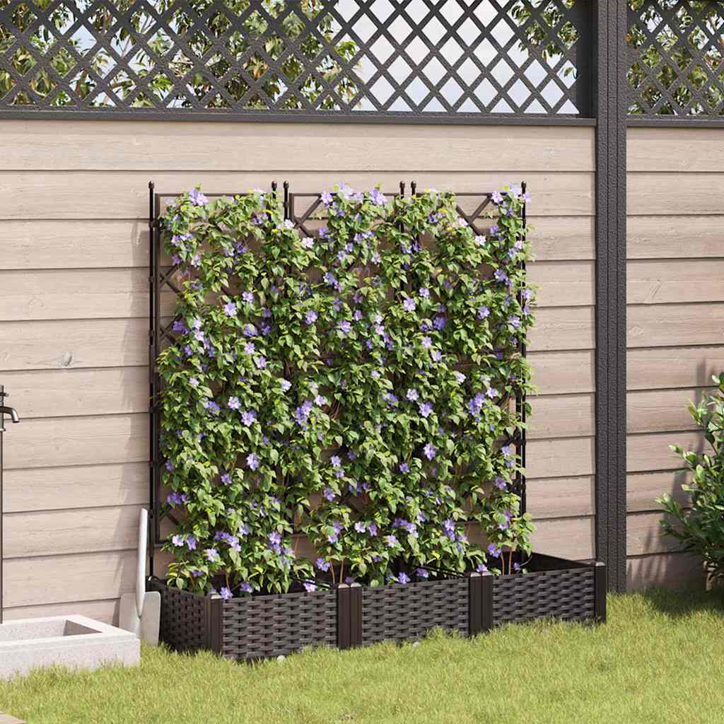 Sodo vazonas 3 pcs Ruda 120 x 40 x 125,5 cm Plastmasė