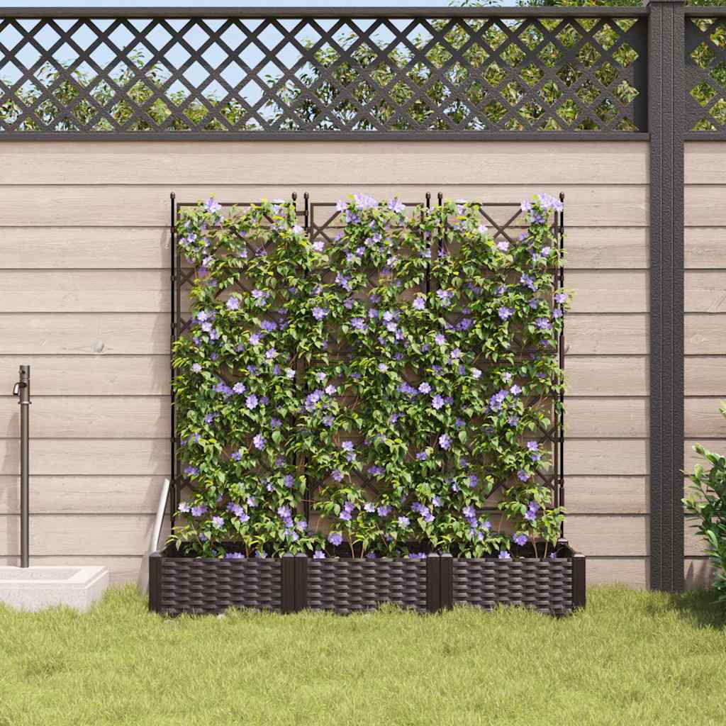 Sodo vazonas 3 pcs Ruda 120 x 40 x 125,5 cm Plastmasė