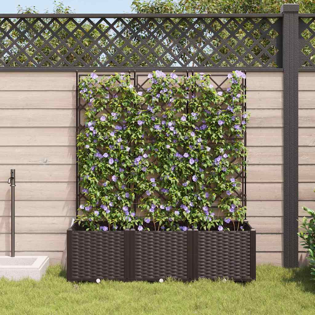 Sodo vazonas 3 pcs Ruda 120 x 40 x 143 cm Plastmasė