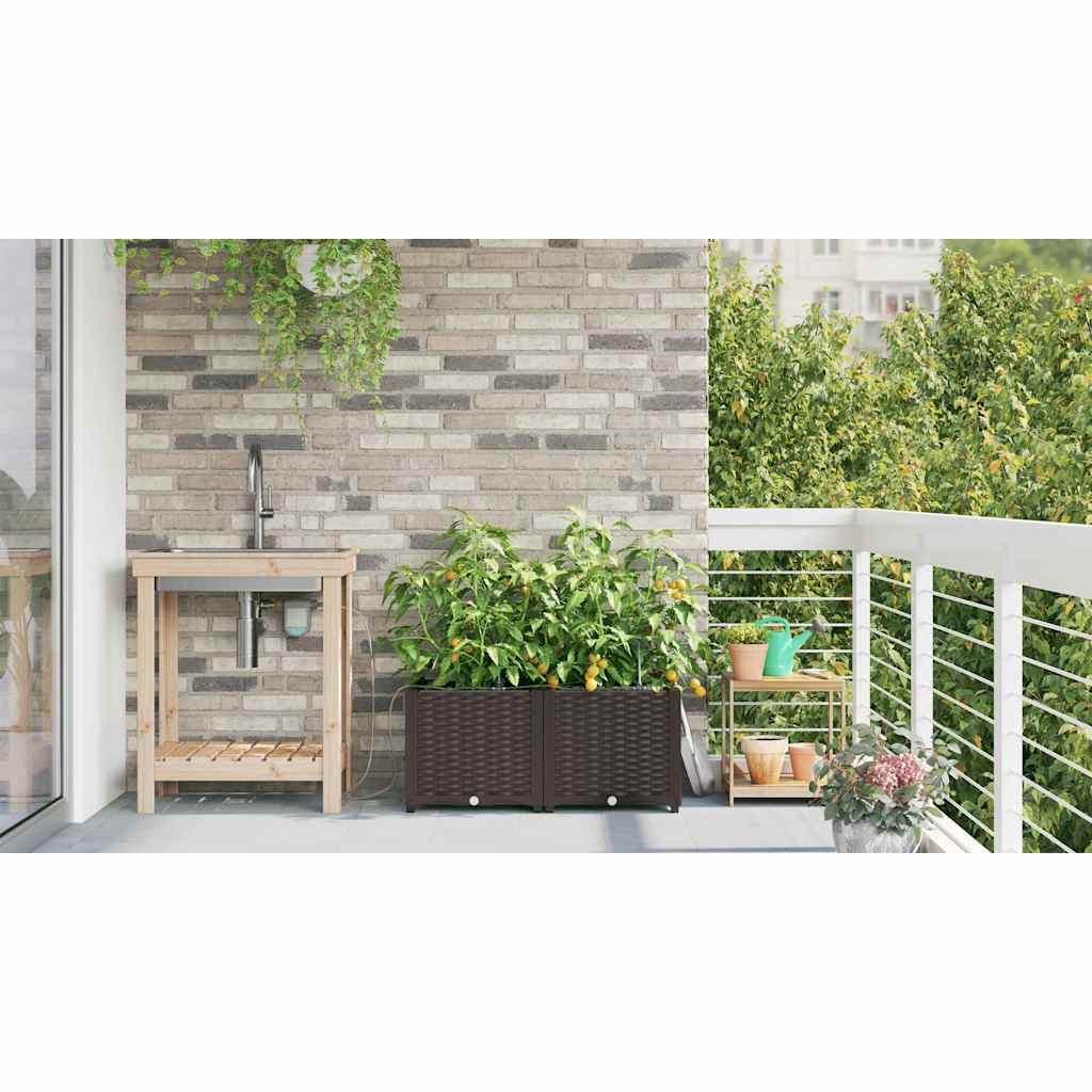 Sodo vazonas 2 pcs Ruda Plastmasė