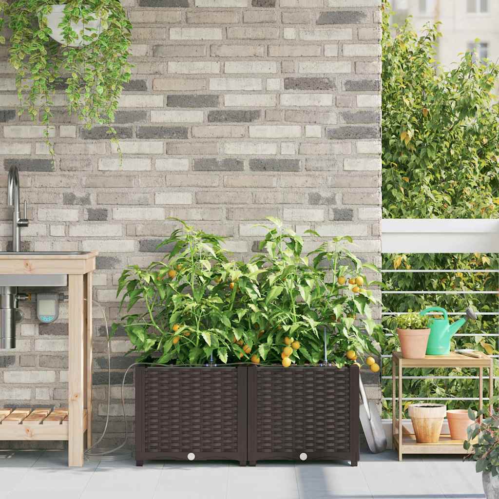 Sodo vazonas 2 pcs Ruda Plastmasė