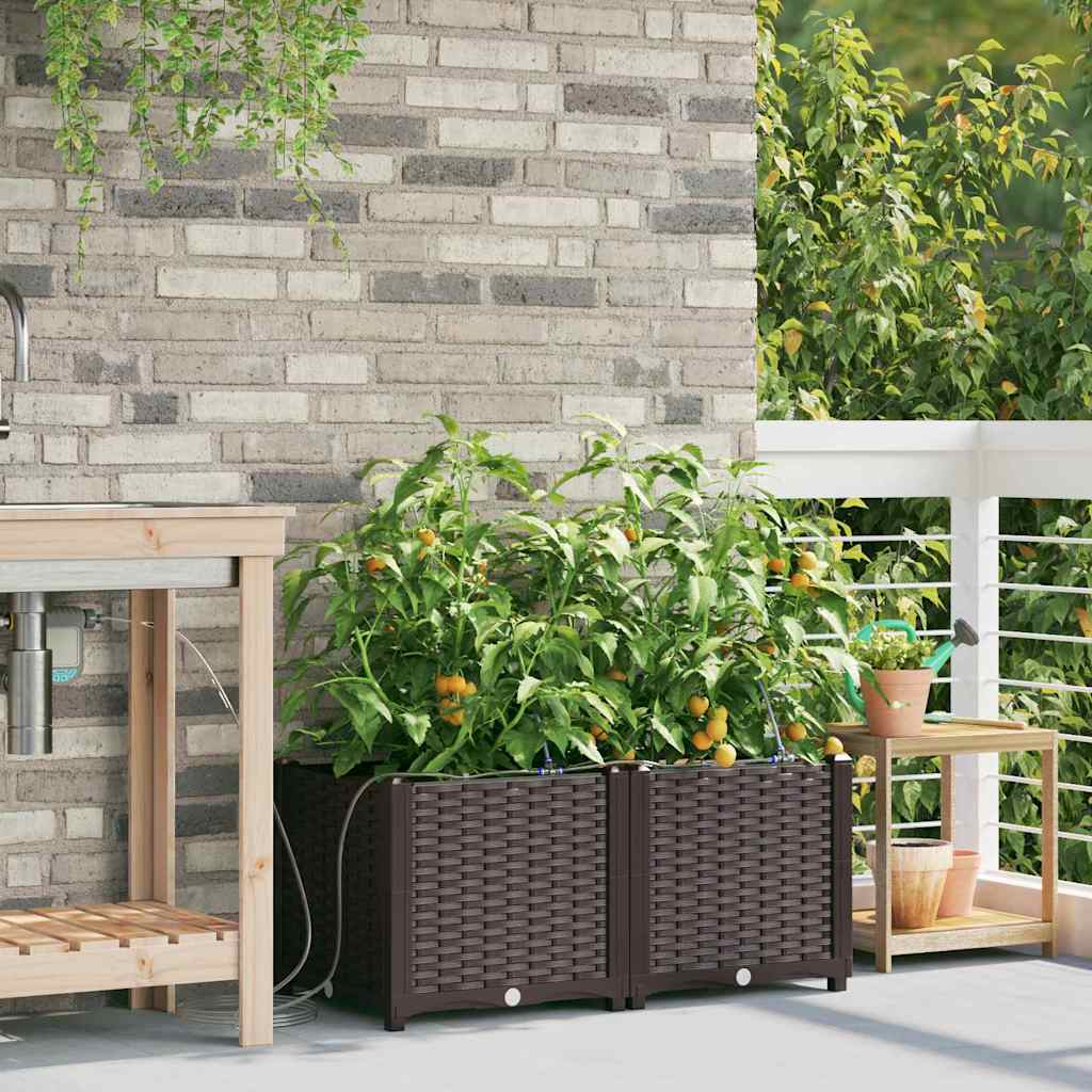 Sodo vazonas 2 pcs Ruda Plastmasė