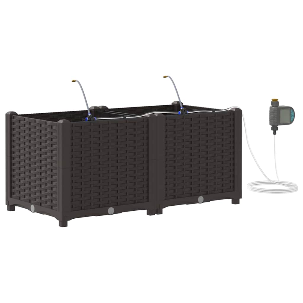 Sodo vazonas 2 pcs Ruda Plastmasė