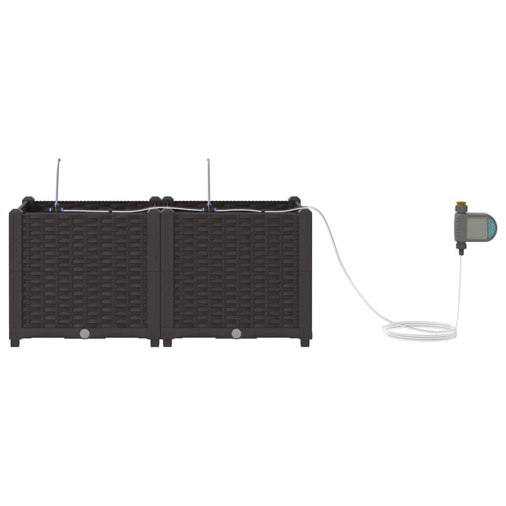 Sodo vazonas 2 pcs Ruda Plastmasė