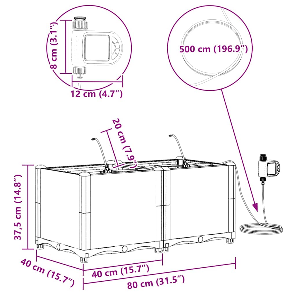 Sodo vazonas 2 pcs Ruda Plastmasė