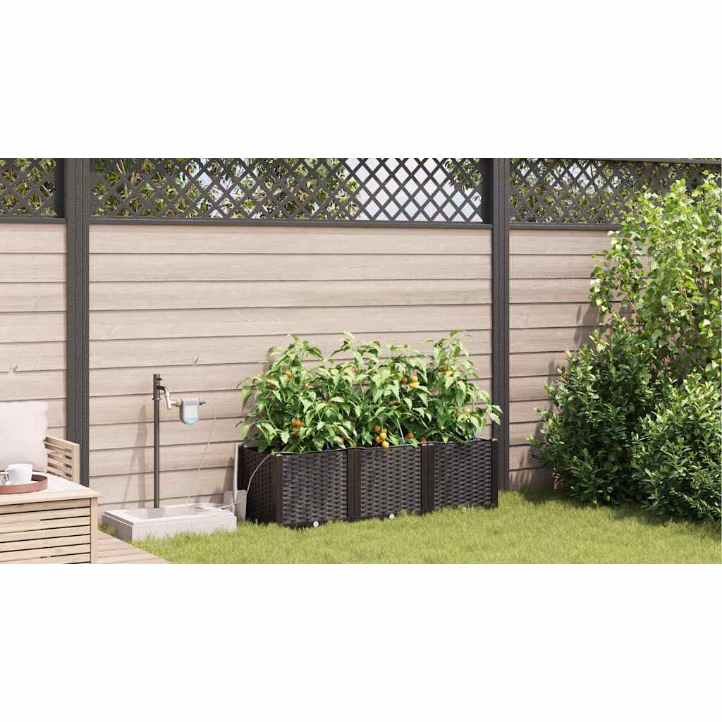 Sodo vazonas 3 pcs Ruda Plastmasė