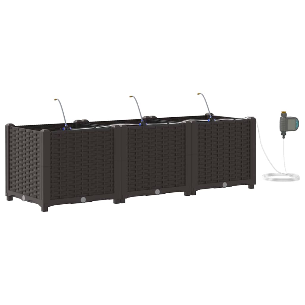 Sodo vazonas 3 pcs Ruda Plastmasė