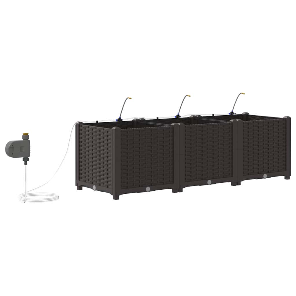 Sodo vazonas 3 pcs Ruda Plastmasė
