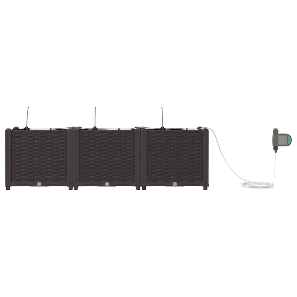 Sodo vazonas 3 pcs Ruda Plastmasė