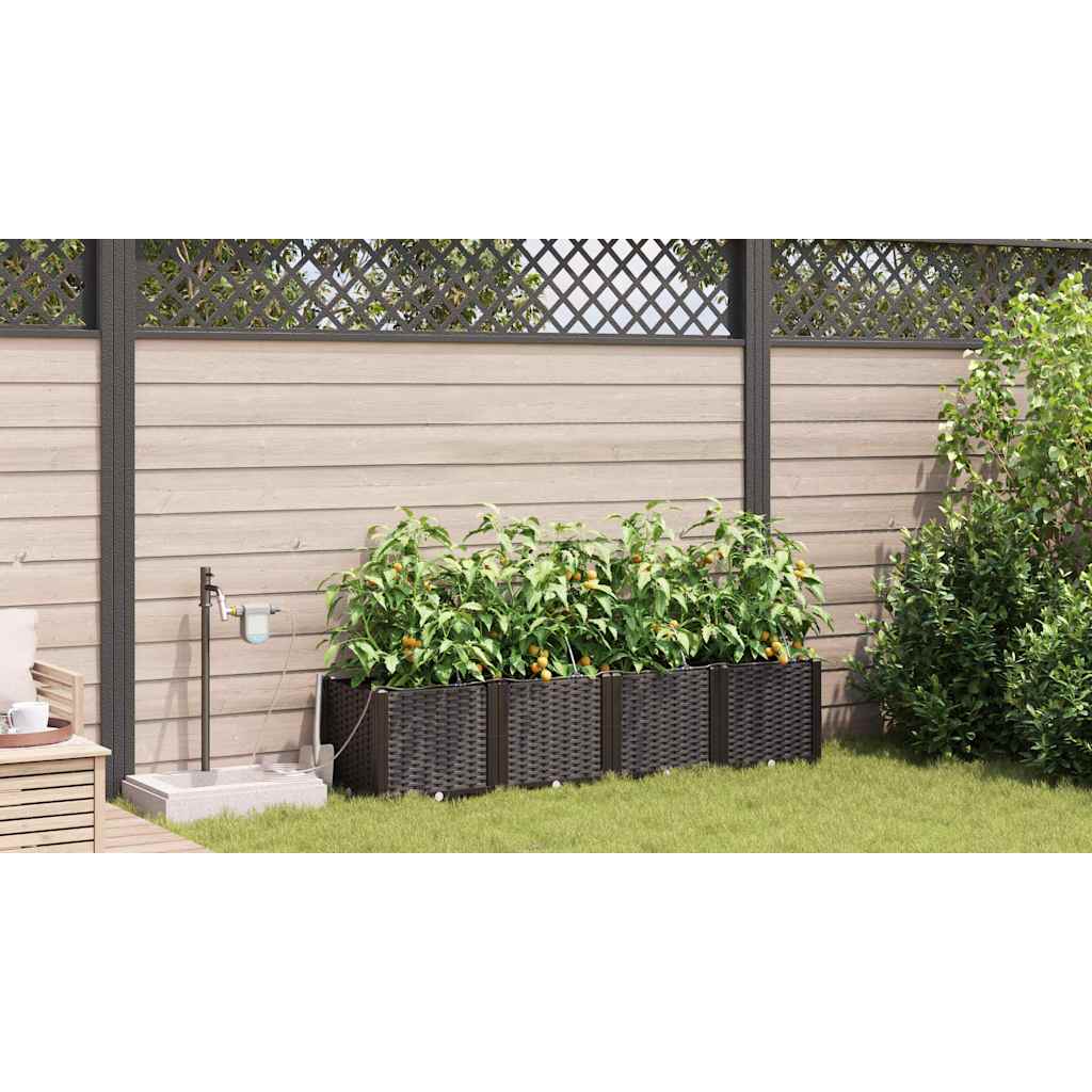 Sodo vazonas 4 pcs Ruda Plastmasė