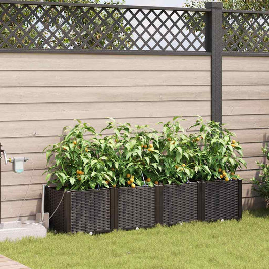 Sodo vazonas 4 pcs Ruda Plastmasė