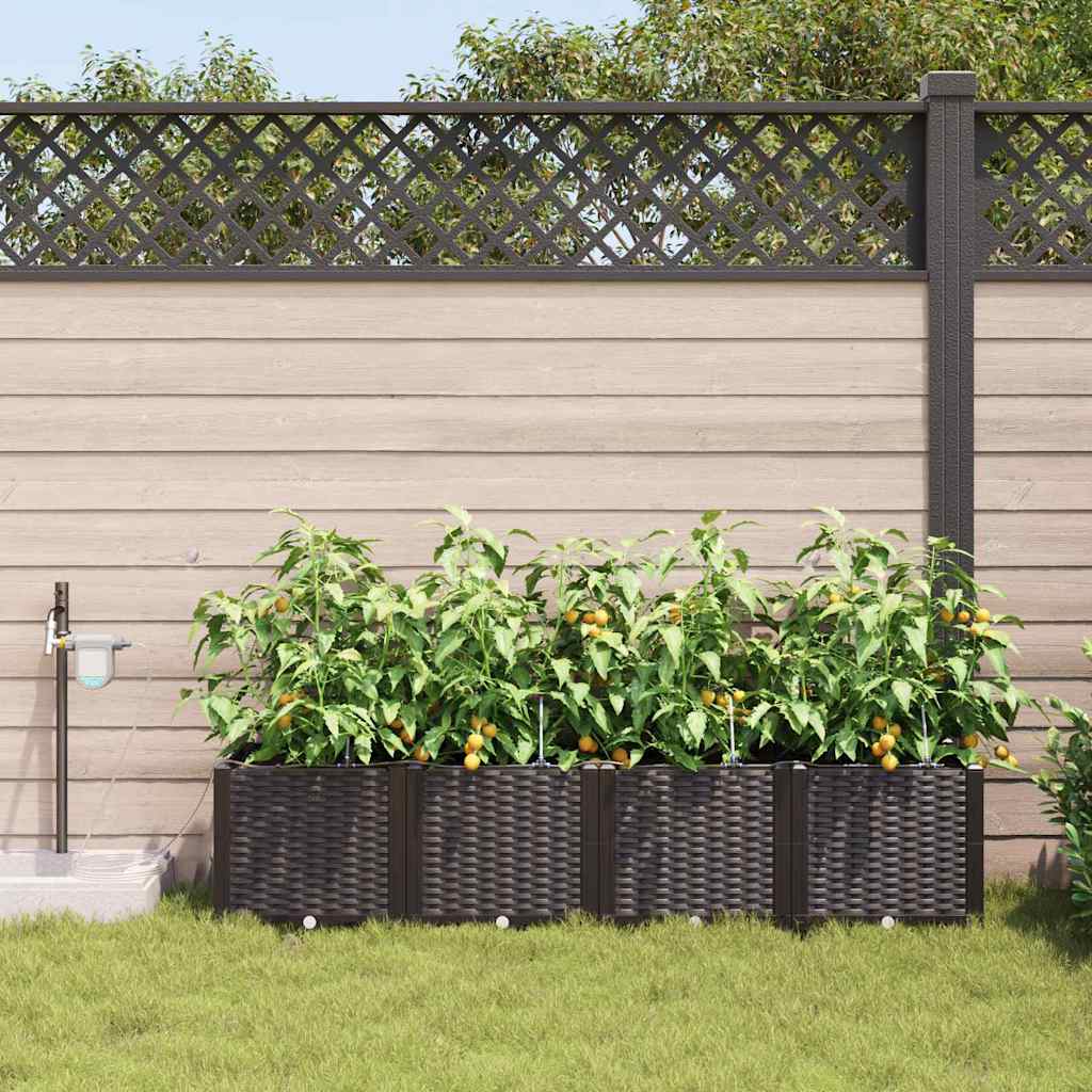 Sodo vazonas 4 pcs Ruda Plastmasė