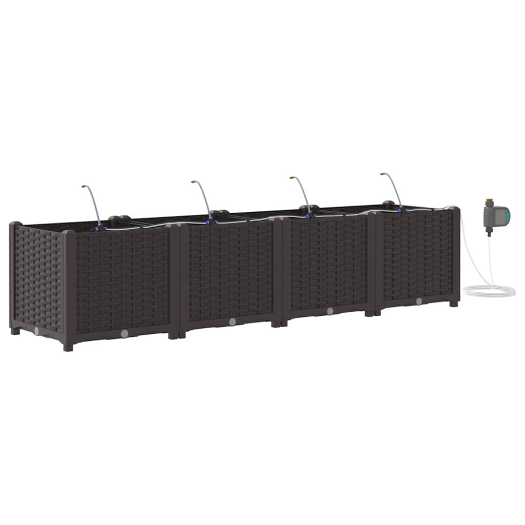 Sodo vazonas 4 pcs Ruda Plastmasė