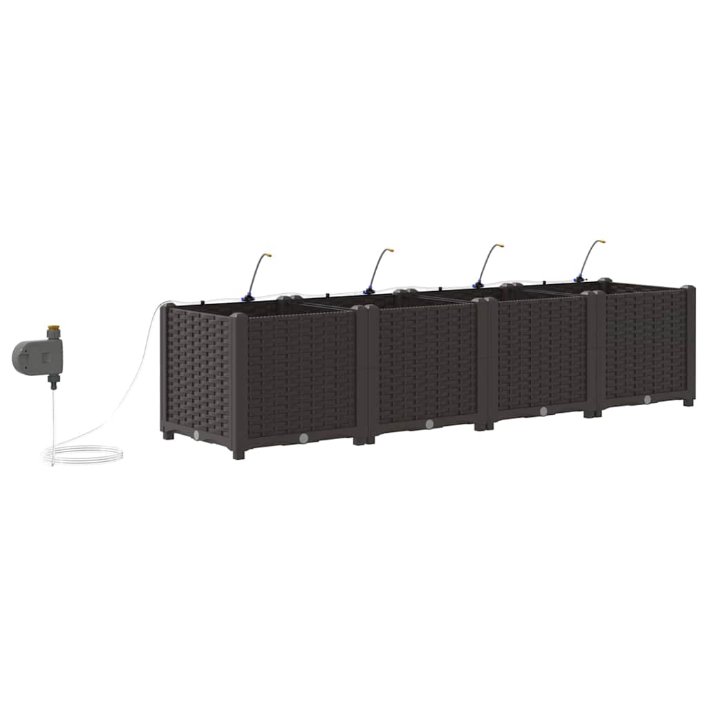 Sodo vazonas 4 pcs Ruda Plastmasė