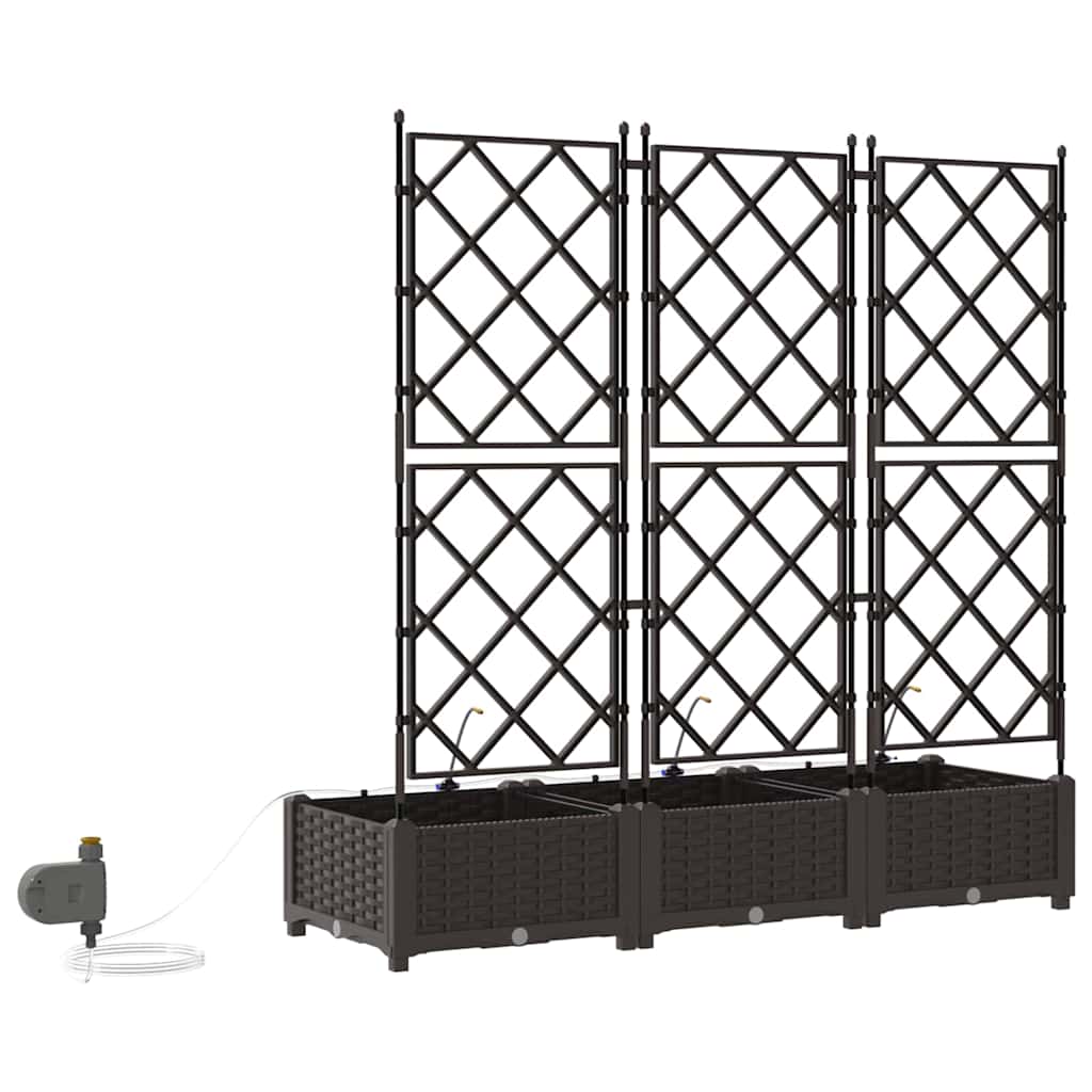 Sodo vazonas 3 pcs Ruda Plastmasė
