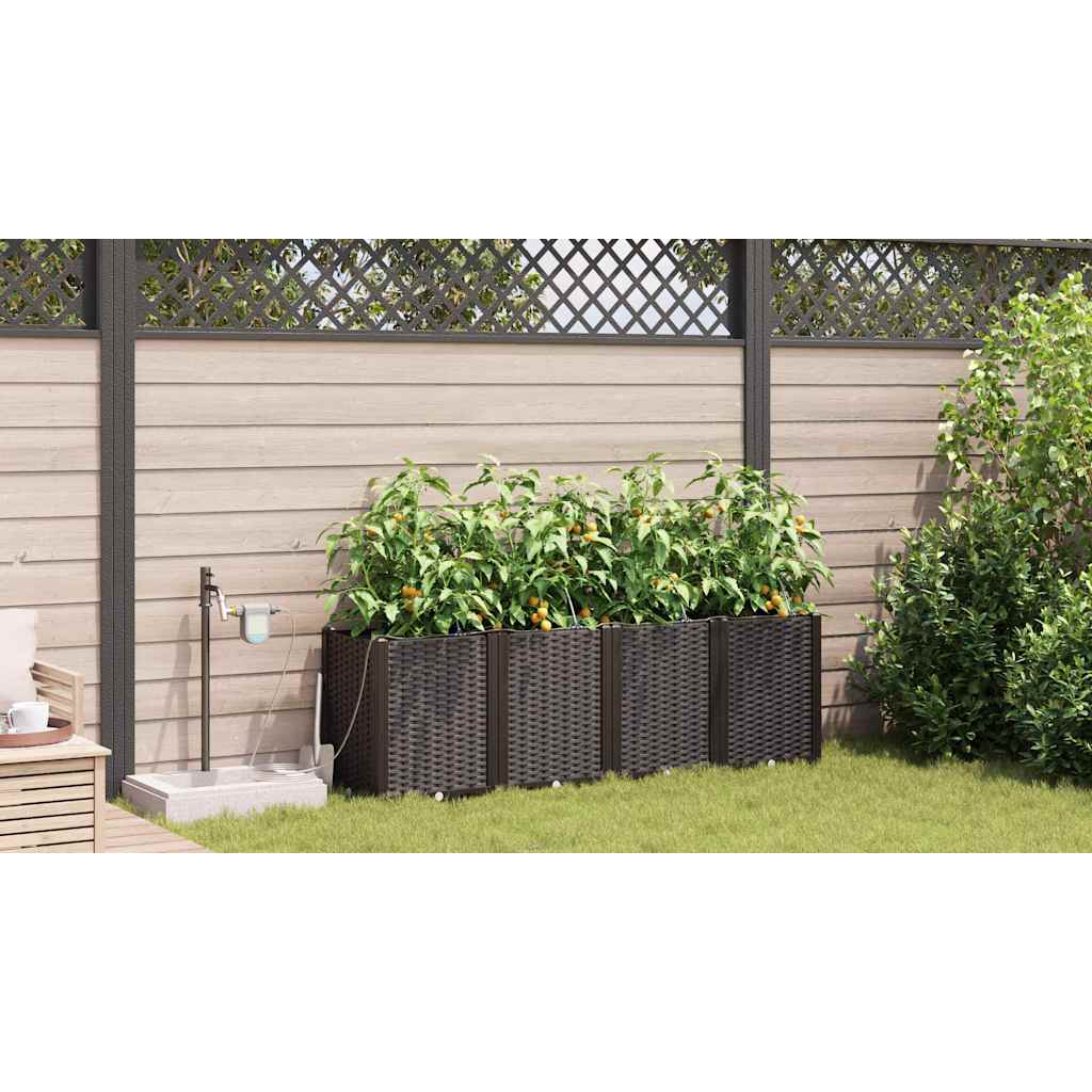 Sodo vazonas 4 pcs Ruda Plastmasė