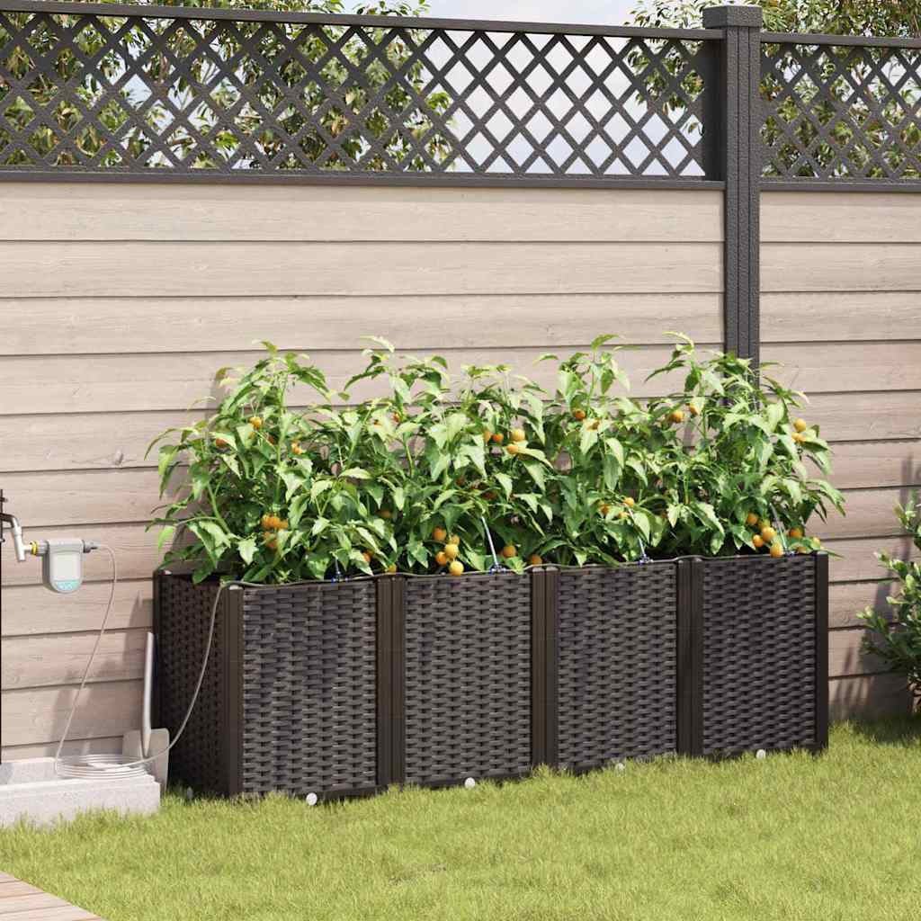 Sodo vazonas 4 pcs Ruda Plastmasė
