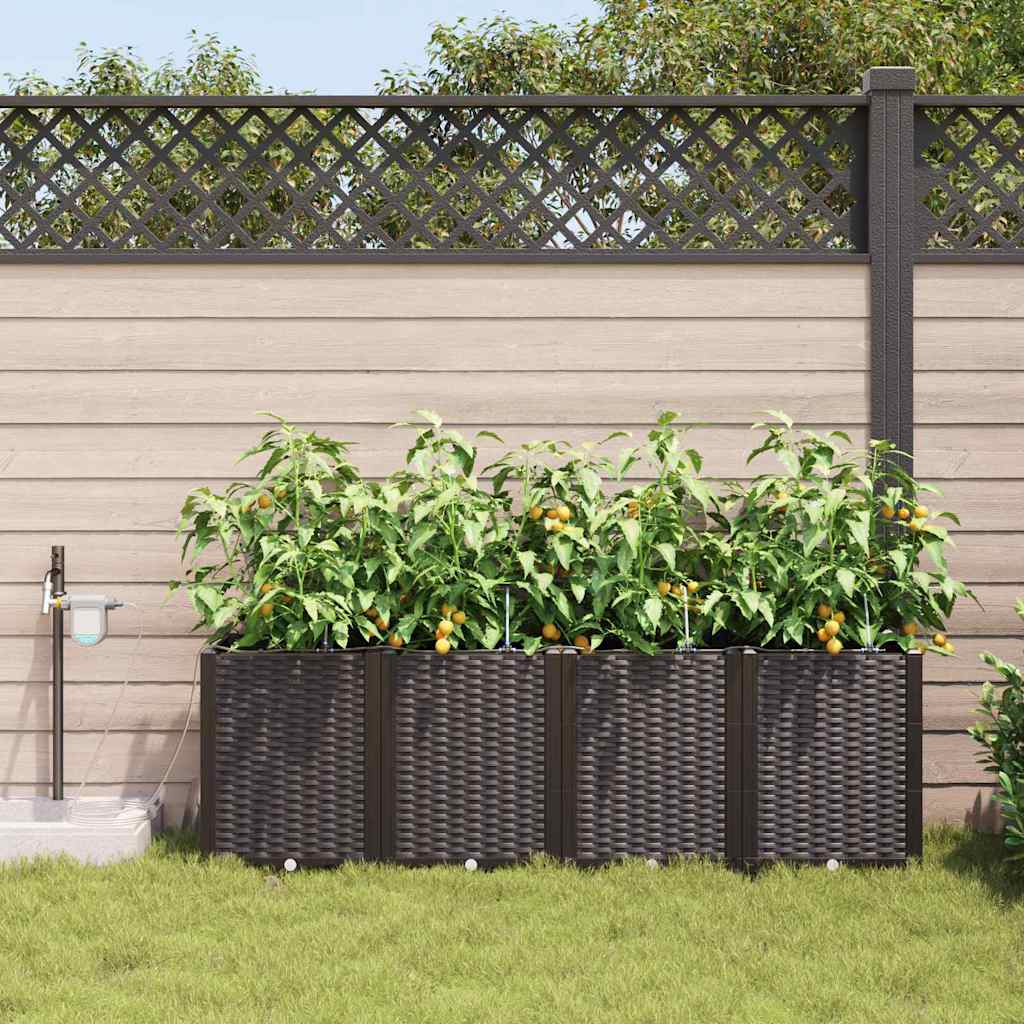 Sodo vazonas 4 pcs Ruda Plastmasė