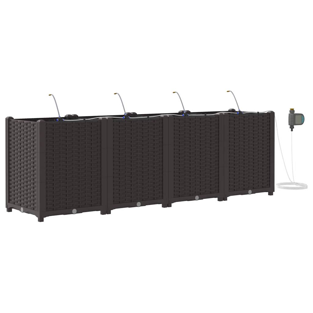 Sodo vazonas 4 pcs Ruda Plastmasė
