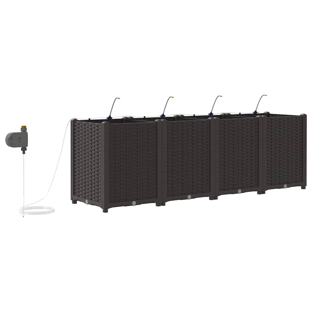 Sodo vazonas 4 pcs Ruda Plastmasė