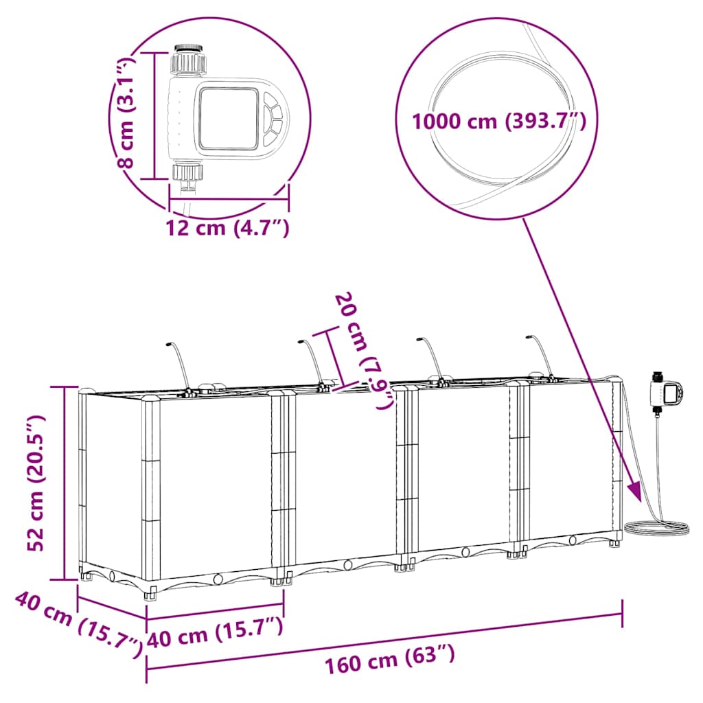 Sodo vazonas 4 pcs Ruda Plastmasė