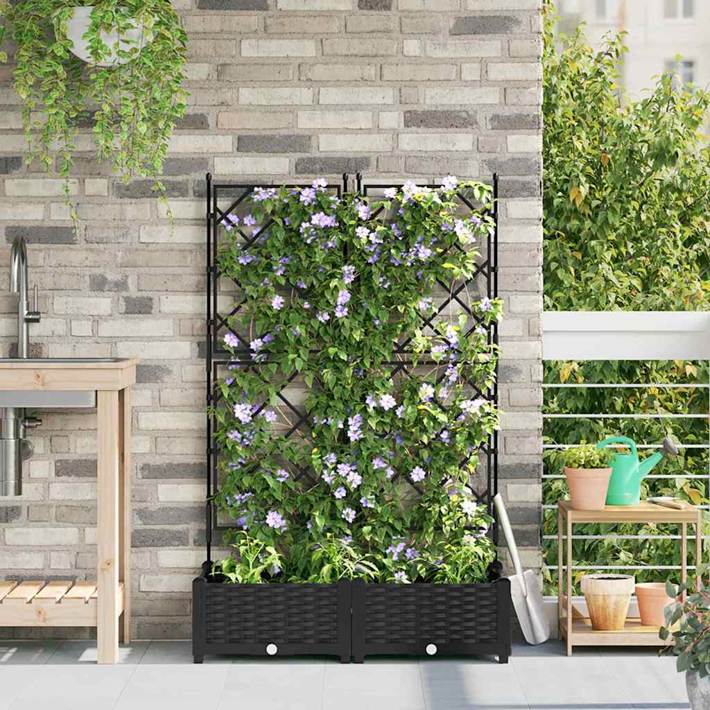 Sodo vazonas 2 pcs Juodas 80 x 40 x 125,5 cm Plastmasė