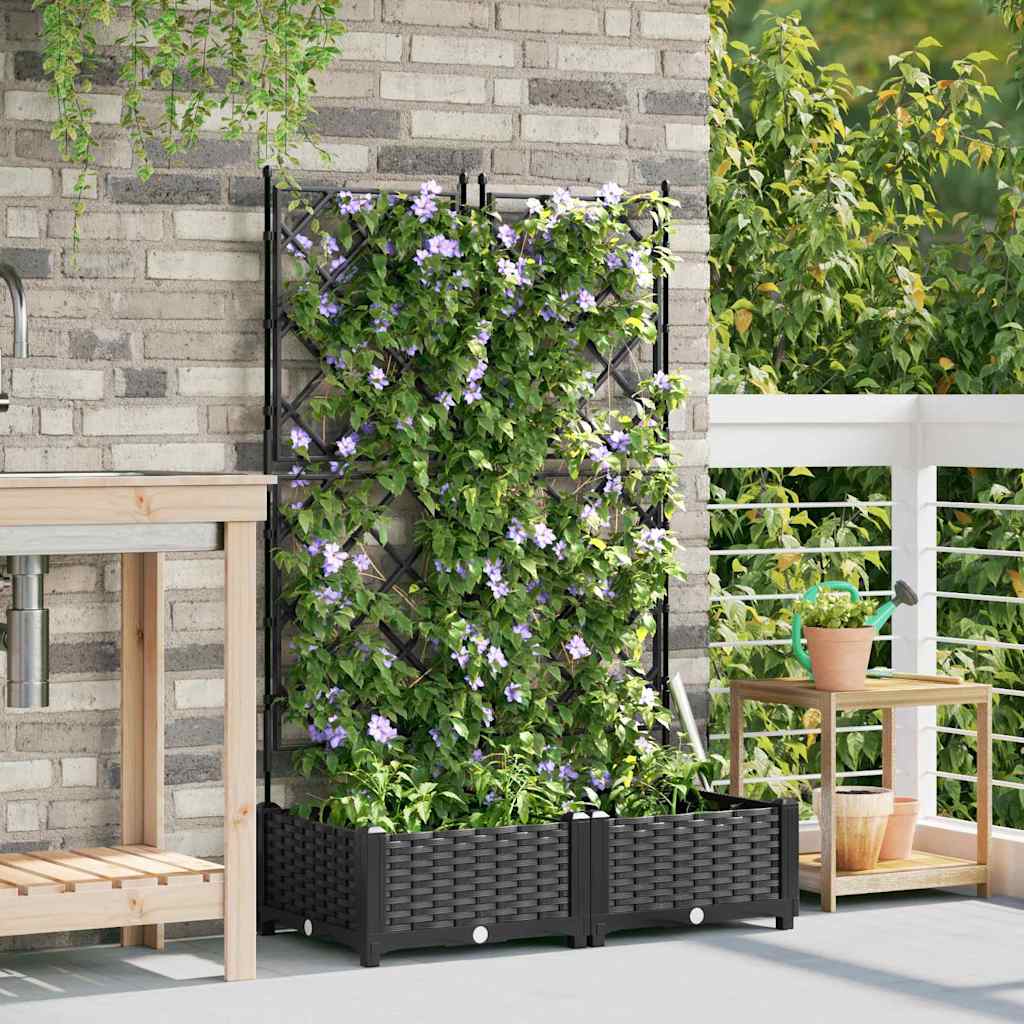 Sodo vazonas 2 pcs Juodas 80 x 40 x 125,5 cm Plastmasė