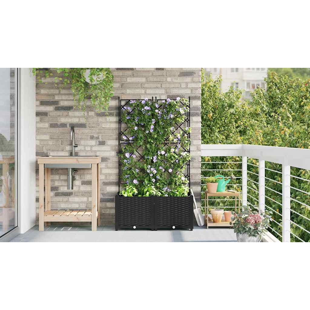 Sodo vazonas 2 pcs Juodas 80 x 40 x 143 cm Plastmasė