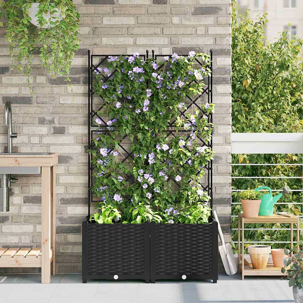 Sodo vazonas 2 pcs Juodas 80 x 40 x 143 cm Plastmasė