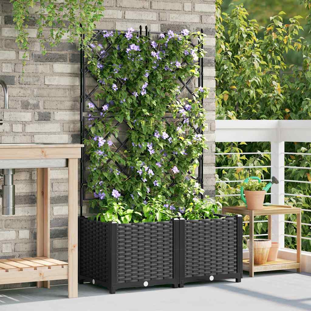 Sodo vazonas 2 pcs Juodas 80 x 40 x 143 cm Plastmasė