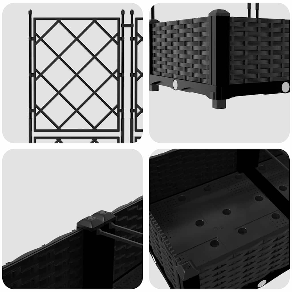 Sodo vazonas 3 pcs Juodas 120 x 40 x 125,5 cm Plastmasė