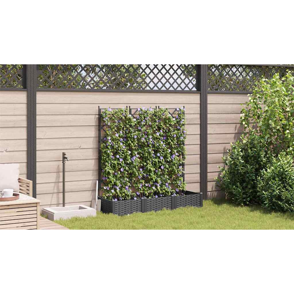Sodo vazonas 3 pcs Juodas 120 x 40 x 125,5 cm Plastmasė