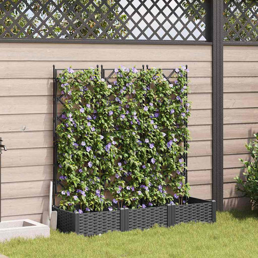 Sodo vazonas 3 pcs Juodas 120 x 40 x 125,5 cm Plastmasė