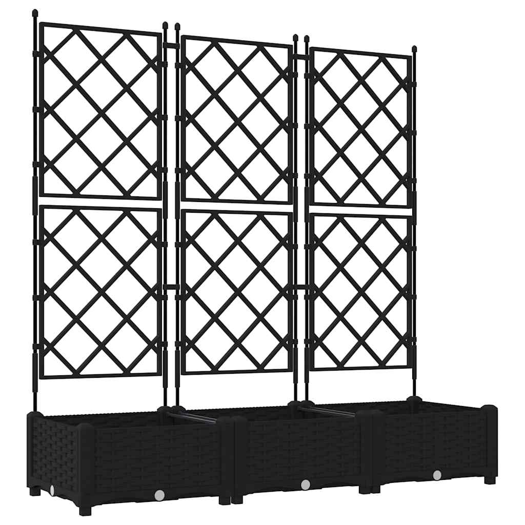 Sodo vazonas 3 pcs Juodas 120 x 40 x 125,5 cm Plastmasė