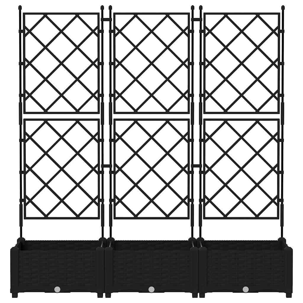 Sodo vazonas 3 pcs Juodas 120 x 40 x 125,5 cm Plastmasė