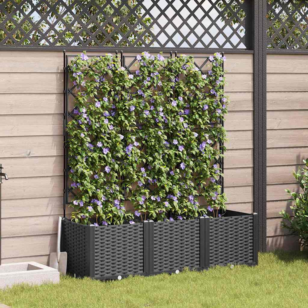 Sodo vazonas 3 pcs Juodas 120 x 40 x 143 cm Plastmasė