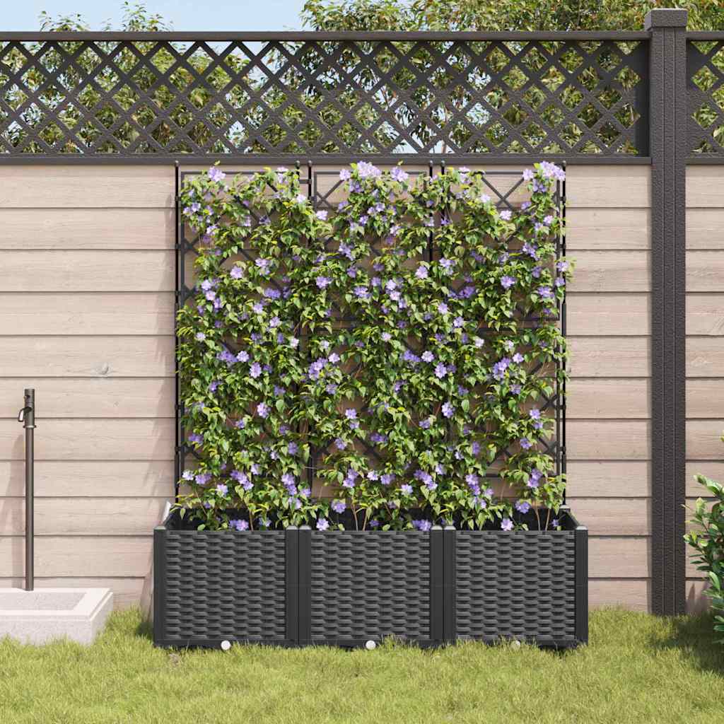 Sodo vazonas 3 pcs Juodas 120 x 40 x 143 cm Plastmasė