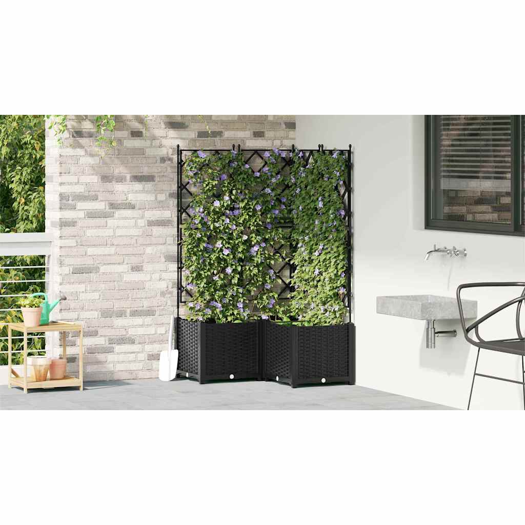 Sodo vazonas 3 vnt. Juoda 80 x 80 x 143 cm PP