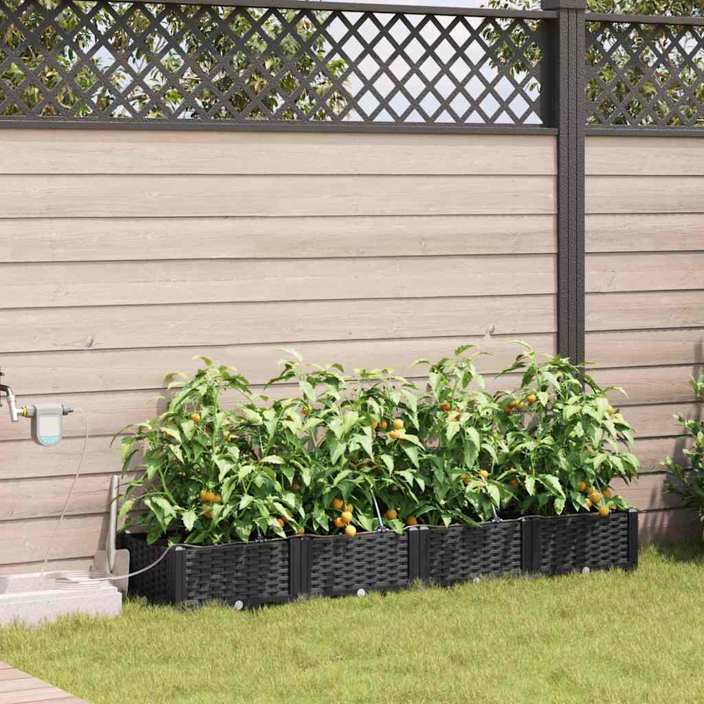 Sodo vazonas 4 pcs Juodas Plastmasė