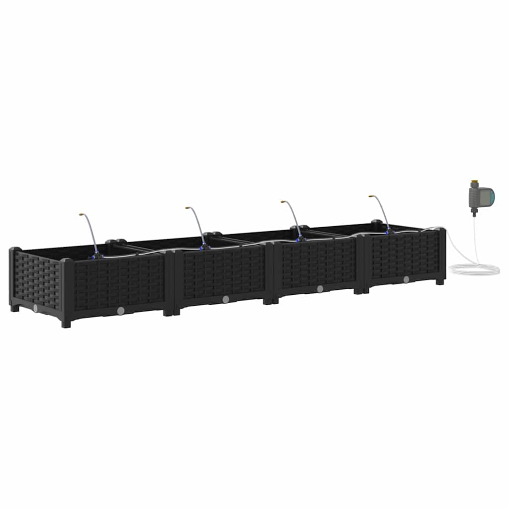 Sodo vazonas 4 pcs Juodas Plastmasė
