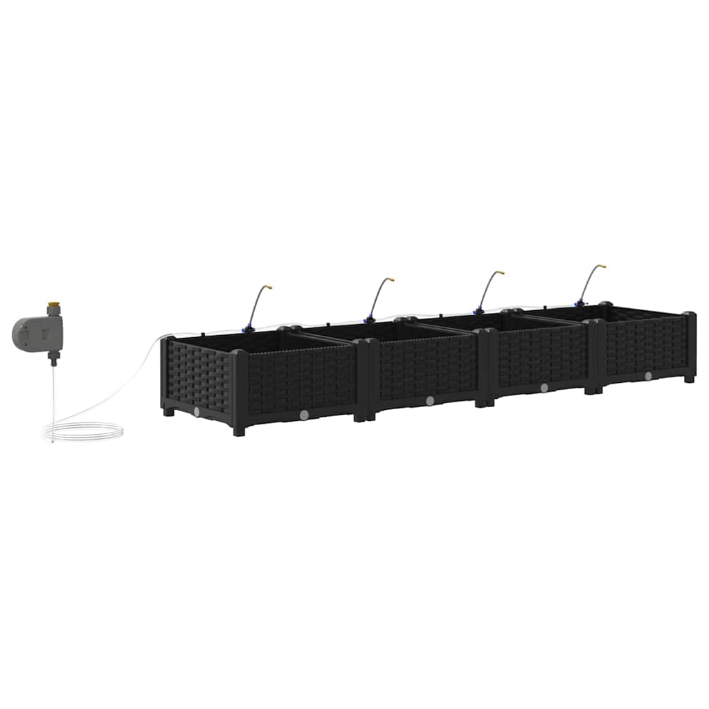Sodo vazonas 4 pcs Juodas Plastmasė