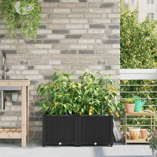 Sodo vazonas 2 pcs Juodas Plastmasė