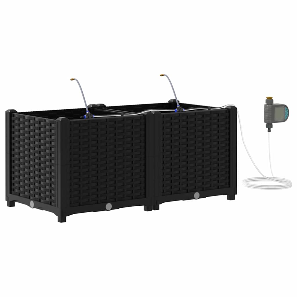 Sodo vazonas 2 pcs Juodas Plastmasė