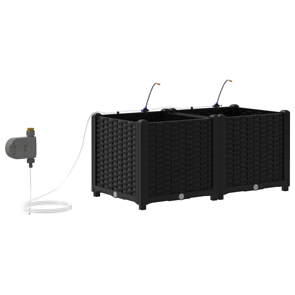 Sodo vazonas 2 pcs Juodas Plastmasė
