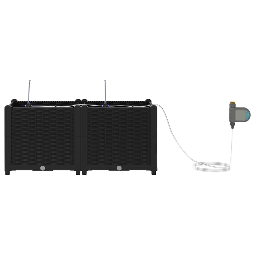 Sodo vazonas 2 pcs Juodas Plastmasė