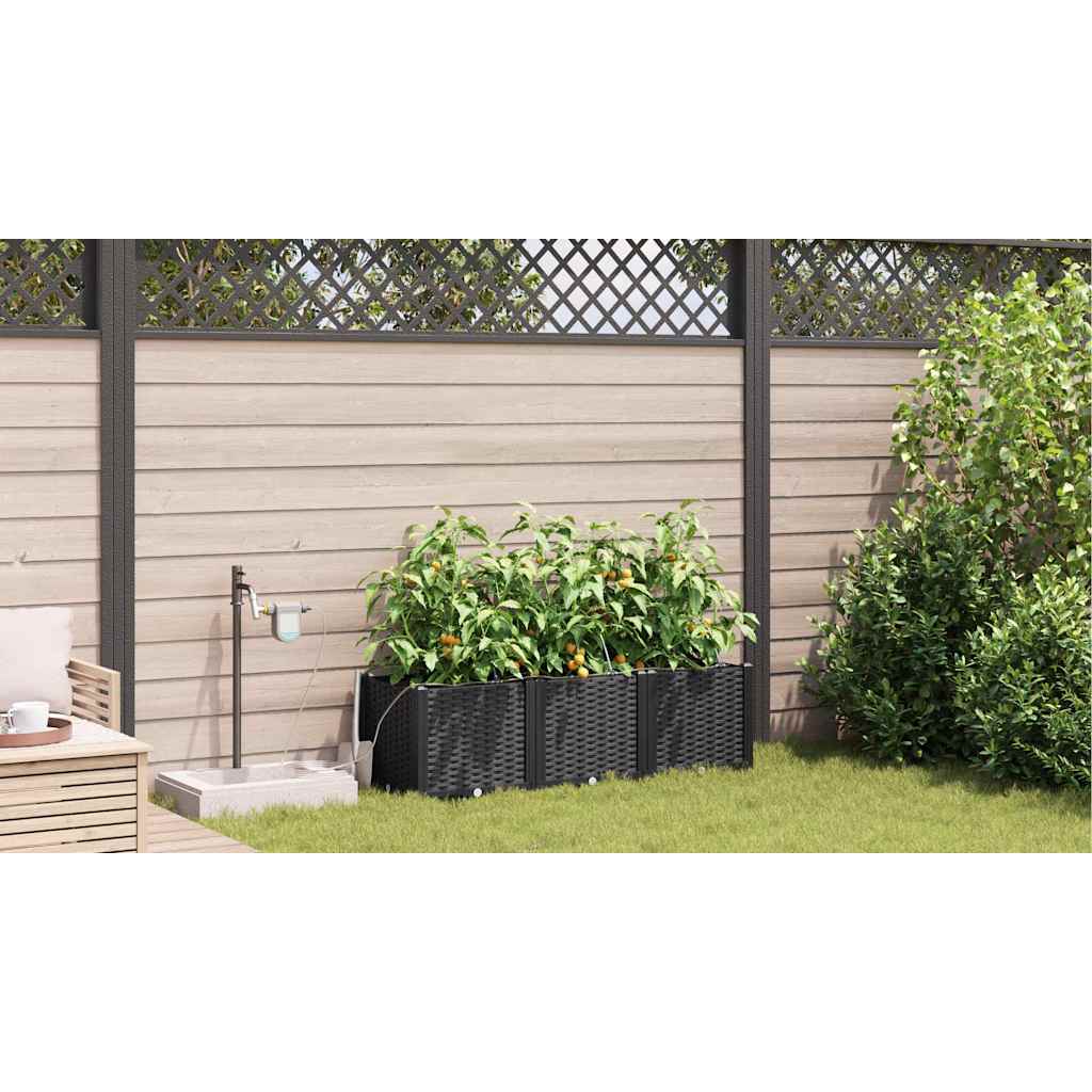 Sodo vazonas 3 pcs Juodas Plastmasė