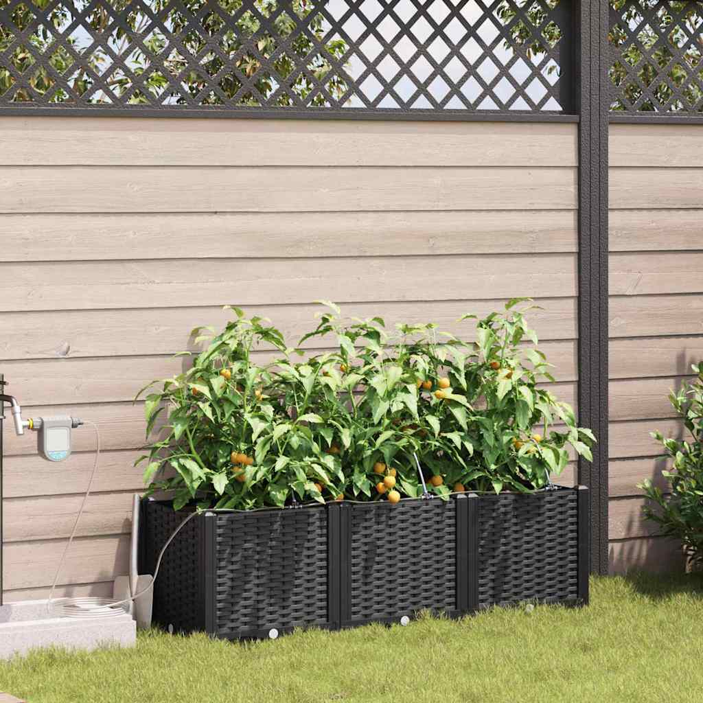 Sodo vazonas 3 pcs Juodas Plastmasė