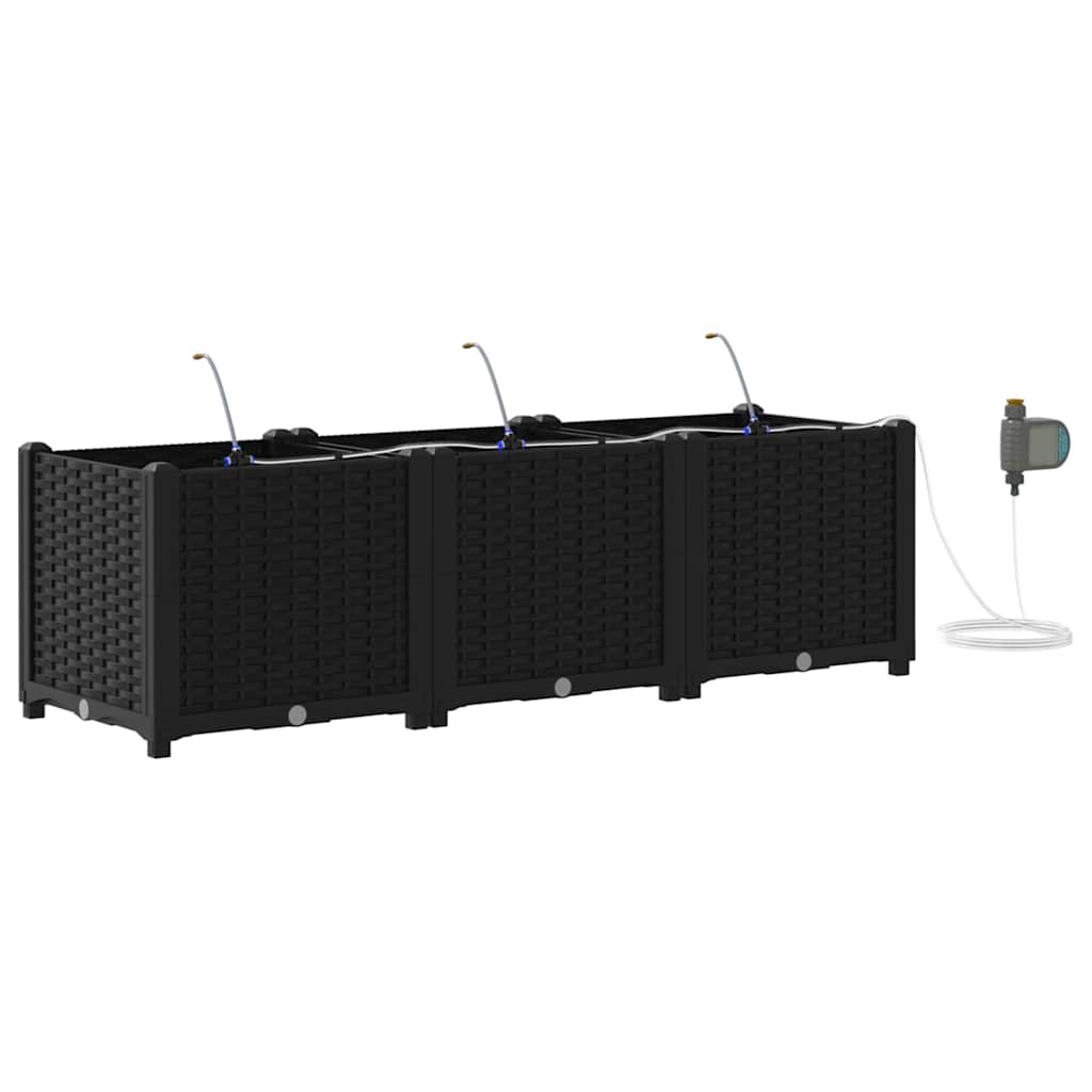 Sodo vazonas 3 pcs Juodas Plastmasė
