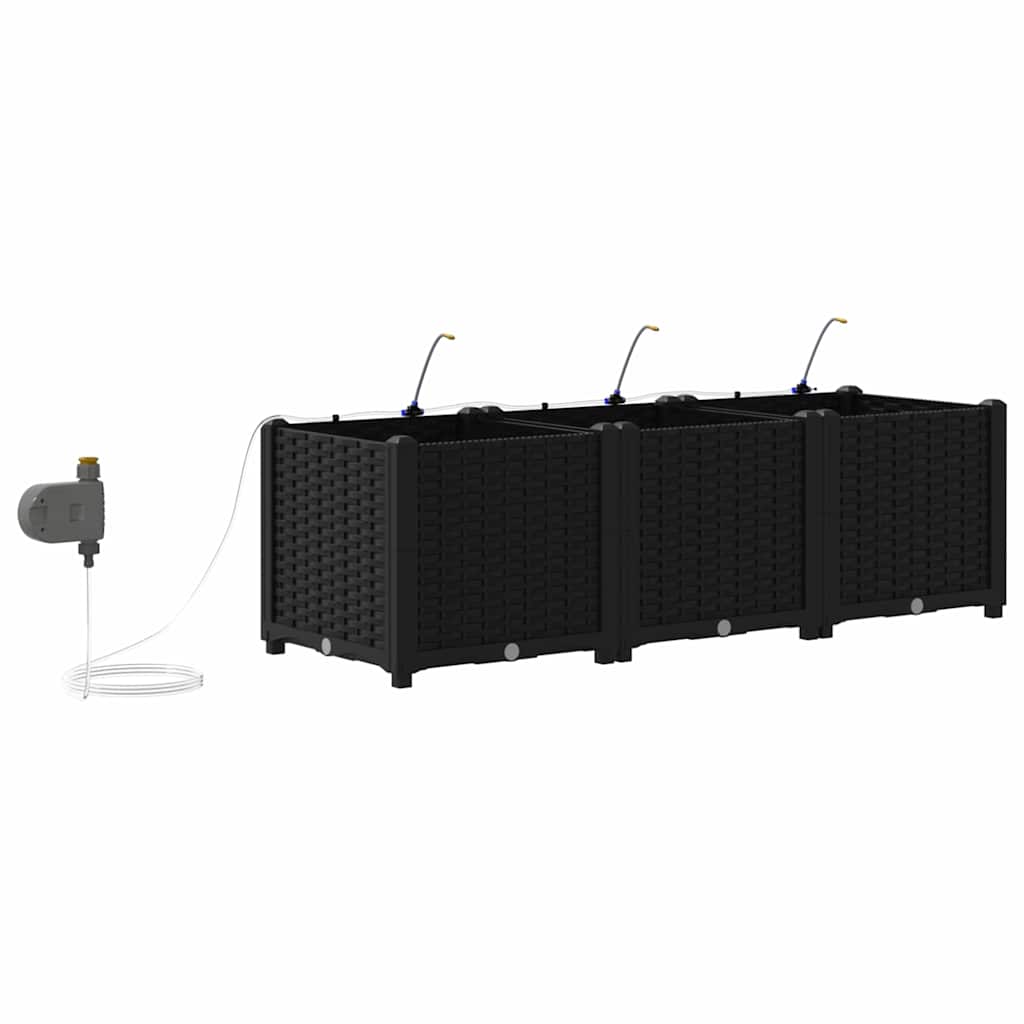 Sodo vazonas 3 pcs Juodas Plastmasė